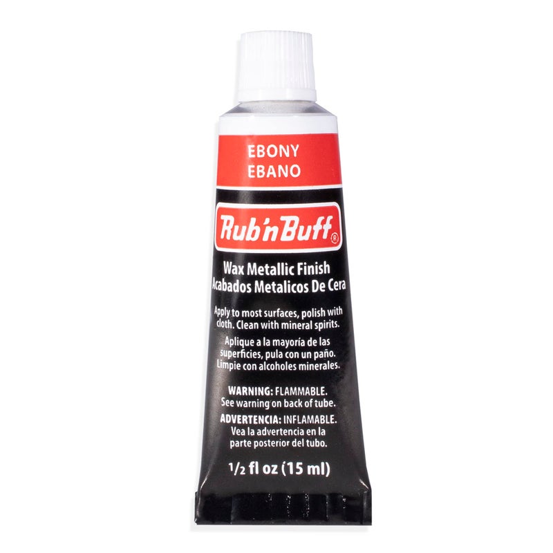 AMACO Rub n Buff Wax Metallic Finish - Rub n Buff Ebony 15ml Tube - Versatile Gilding Wax for Finishing Furniture Antiquing and Restoration - Rub and Buff Colors Single Tube - Image 1