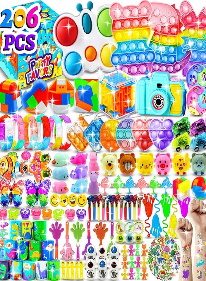 206 children's party gifts, birthday gift toys, stress-relieving sets, sock fillers, treasure box birthday parties, gift bags, carnival prizes, classroom prize treasure box fillers - Image 1