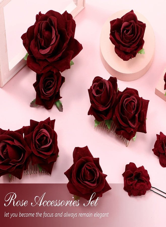 Waydress 12 Pieces Rose Flower Hair Clip Rose Brooch Floral Clips Mexican Flower Hair Pins Accessories for Women Mother's Day Gifts Flamenco Dancer Bridal Wedding Party Supplies - Image 5