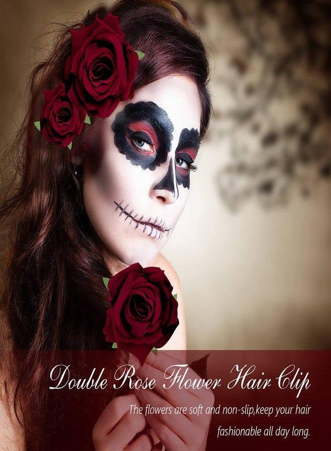 Waydress 12 Pieces Rose Flower Hair Clip Rose Brooch Floral Clips Mexican Flower Hair Pins Accessories for Women Mother's Day Gifts Flamenco Dancer Bridal Wedding Party Supplies - Image 3