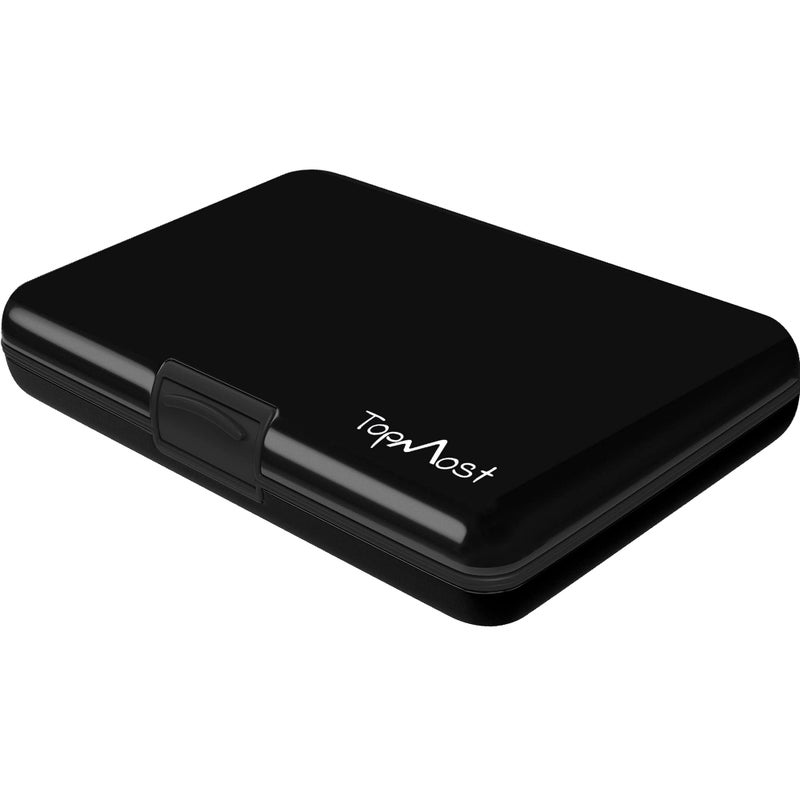 TopMost Aluminum Wallet, Card Case Wallet, Metal RFID Credit Card Holder for Men & Women, 6 Cotton Slots for 12 Cards And Bills, Rfd Protective (Black) - Image 1