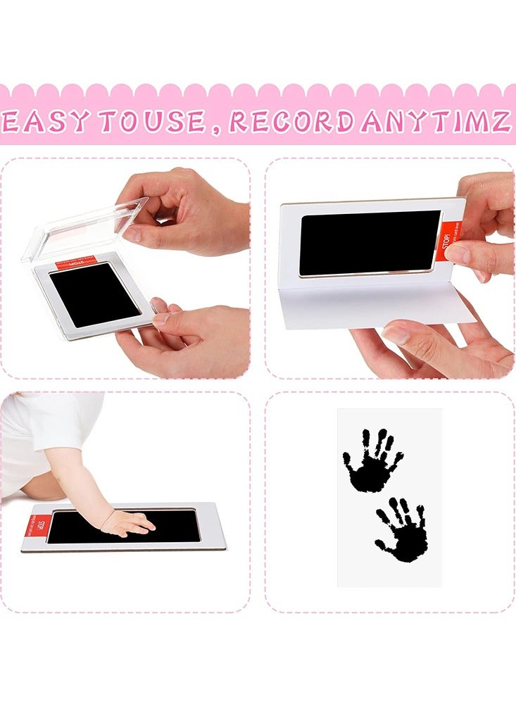 2pcs Inkless Baby Footprint and Pet Paw Print Frame White Black Safe Clay Keepsake for Newborns Easy DIY Giftpcs - Image 2