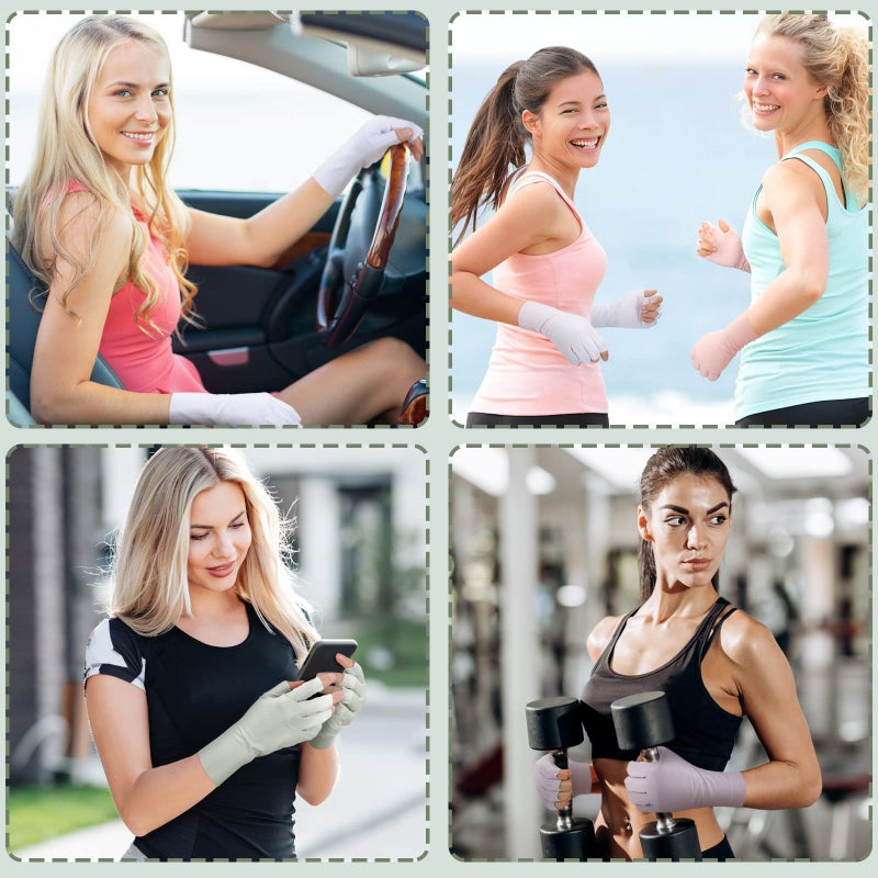 Sureio 4 Pairs Sun Protection UV Gloves for Women Fingerless Hand UV Protection Glove for Gel Manicures Summer Driving Biking(Light Gray, White, Pink, Purple,Classic) - Image 5