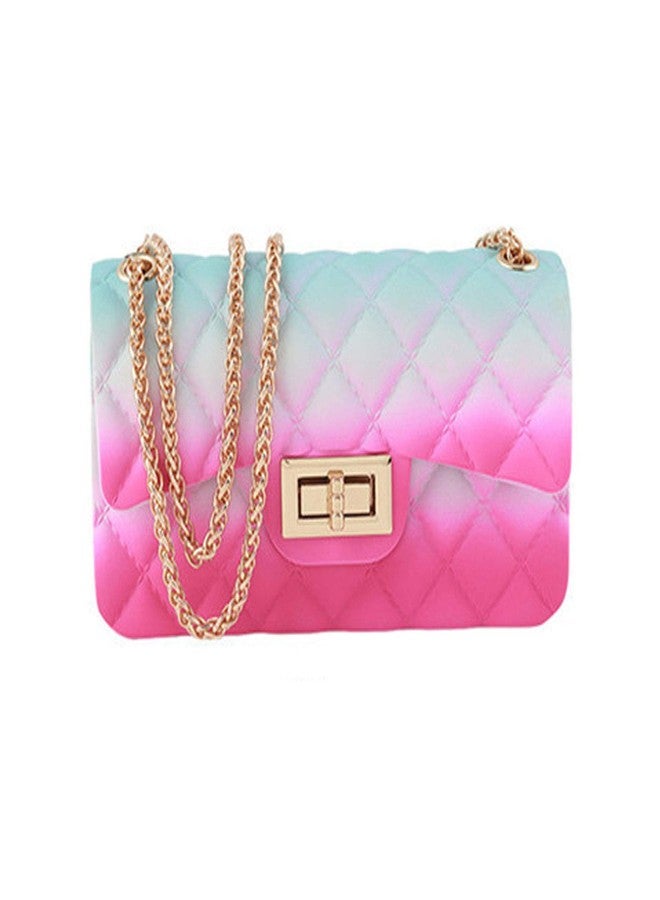 Nutteri Women Rainbow Handbags Jelly Purse Candy Color Quilted Crossbody Shoulder Bag (L, Color B) - Image 1