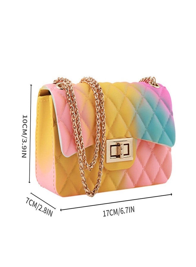 Nutteri Women Rainbow Handbags Jelly Purse Candy Color Quilted Crossbody Shoulder Bag (L, Color B) - Image 2