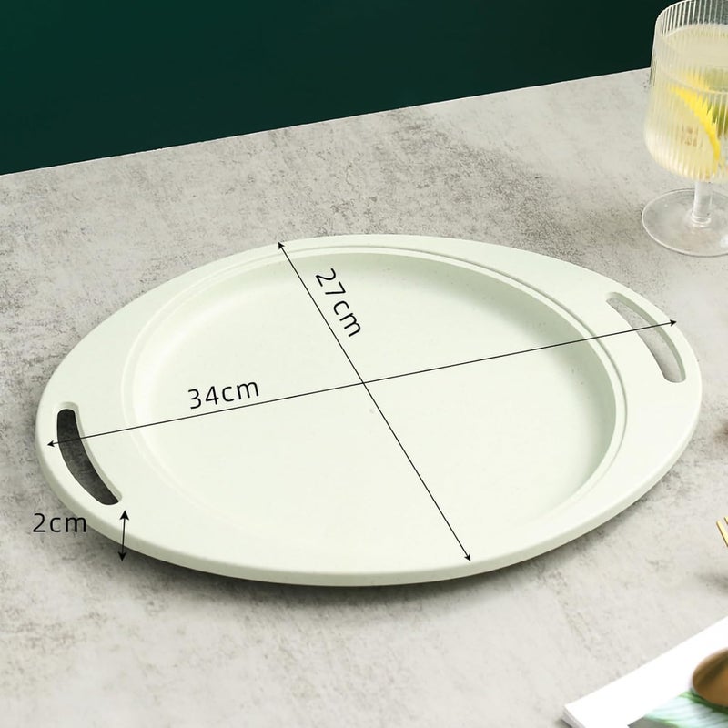 Amillee Wheat Straw Oval Serving Tray with Handle, Unbreakable & Lightweight Food Dish, Steak Plate, Kitchen & Party Platter, Perfect for, Parties & Gifting Large Reusable Plates (Pack of 2, Green) - Image 2