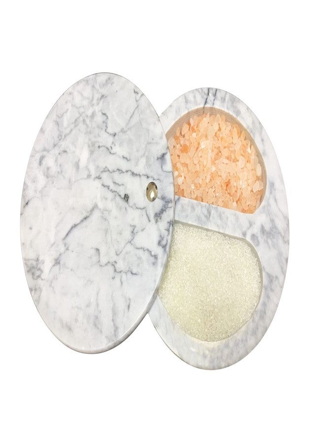 Daszui Marble Salt Box, Salt Cellar with Swivel Top and Dual Compartment, Elegant Marble Salt Box Storage Keeper for Condiments, Seasoning, Pepper. - Image 2
