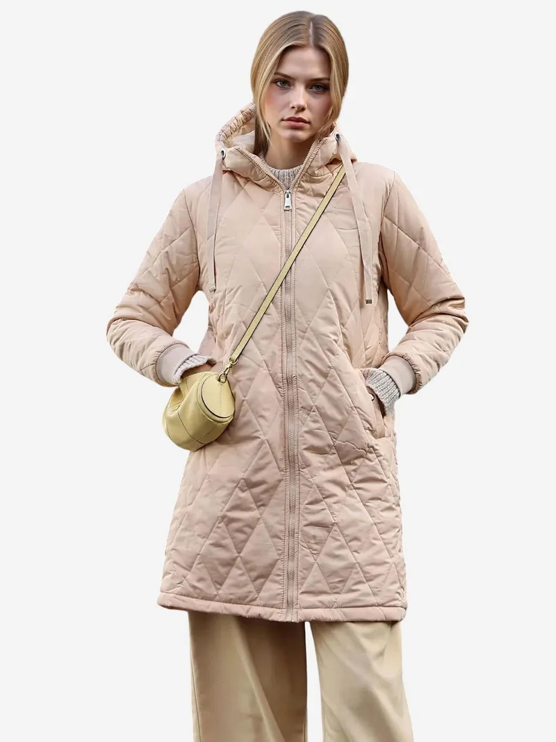 بيغ دارت معطف غبردين طويل بغطاء رأس بنسيج بارز