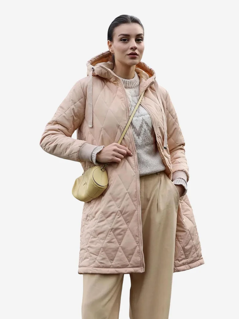 بيغ دارت معطف غبردين طويل بغطاء رأس بنسيج بارز