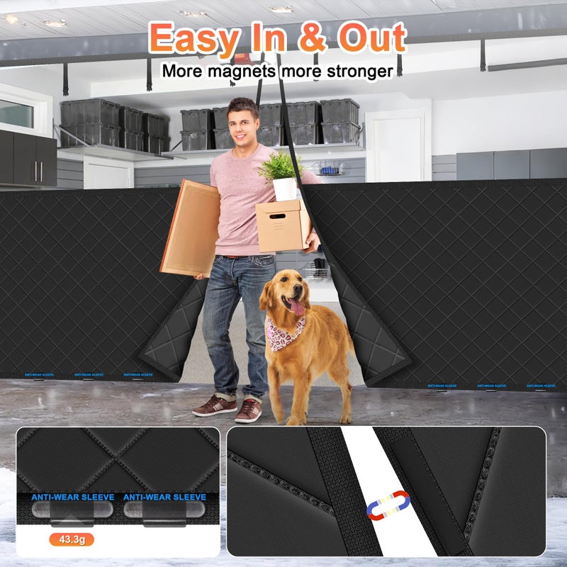 LIAMST Car Garage Door Insulation Kit Fits 9x7FT, Magnetic Thermal Insulated Door Curtains for Winter with Clear Window, Garage Door Cover Blanket Panels Screen for 1 Car Garages - Image 3