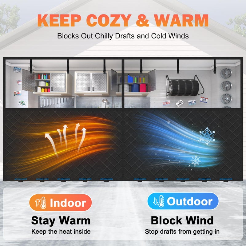 LIAMST Car Garage Door Insulation Kit Fits 9x7FT, Magnetic Thermal Insulated Door Curtains for Winter with Clear Window, Garage Door Cover Blanket Panels Screen for 1 Car Garages - Image 2