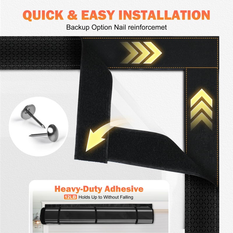 LIAMST Car Garage Door Insulation Kit Fits 9x7FT, Magnetic Thermal Insulated Door Curtains for Winter with Clear Window, Garage Door Cover Blanket Panels Screen for 1 Car Garages - Image 4
