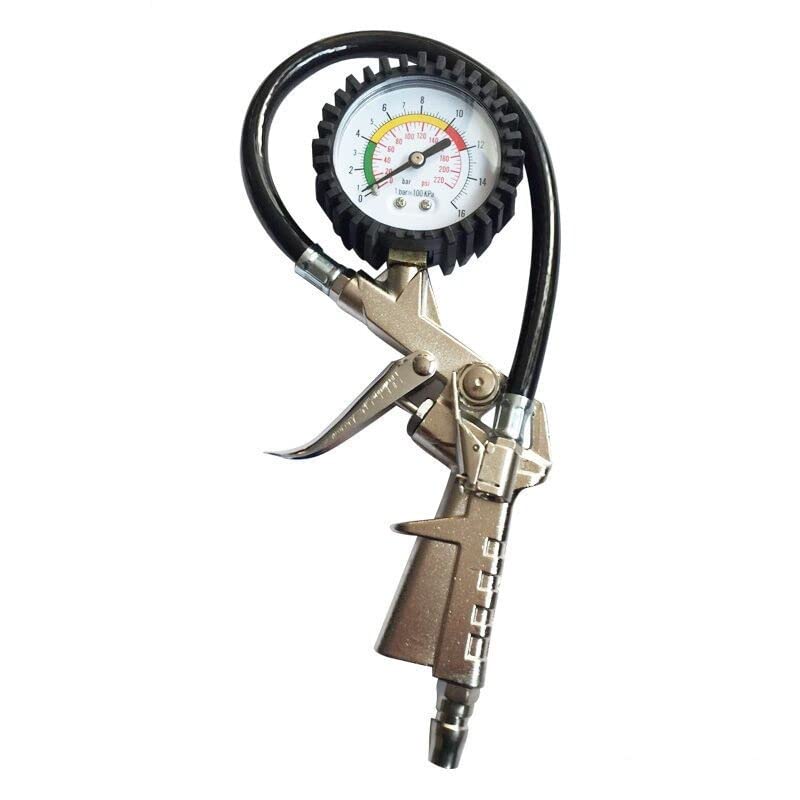 Delzon Tire Inflator with Pressure Gauge220 PSI 15 BAR Tyre Pressure GaugeAir Chack and 90 Degree Valve Extender for Heavy Duty Tools (Black Color) - Image 1
