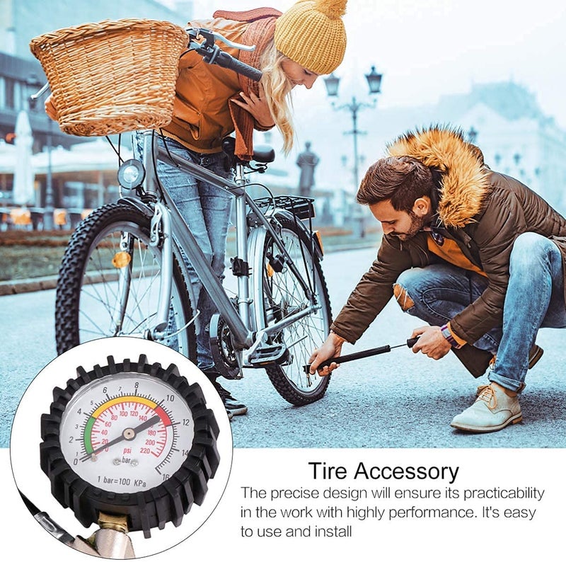 Delzon Tire Inflator with Pressure Gauge220 PSI 15 BAR Tyre Pressure GaugeAir Chack and 90 Degree Valve Extender for Heavy Duty Tools (Black Color) - Image 2