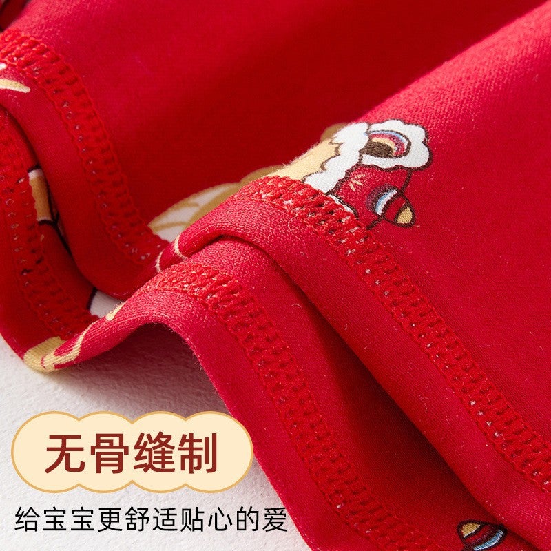 New Year New Children''s Autumn Clothes and Pants suit Baby Girl Red Pajamas Baby Autumn and Winter Cotton Thermal Underwear for Men - Image 5