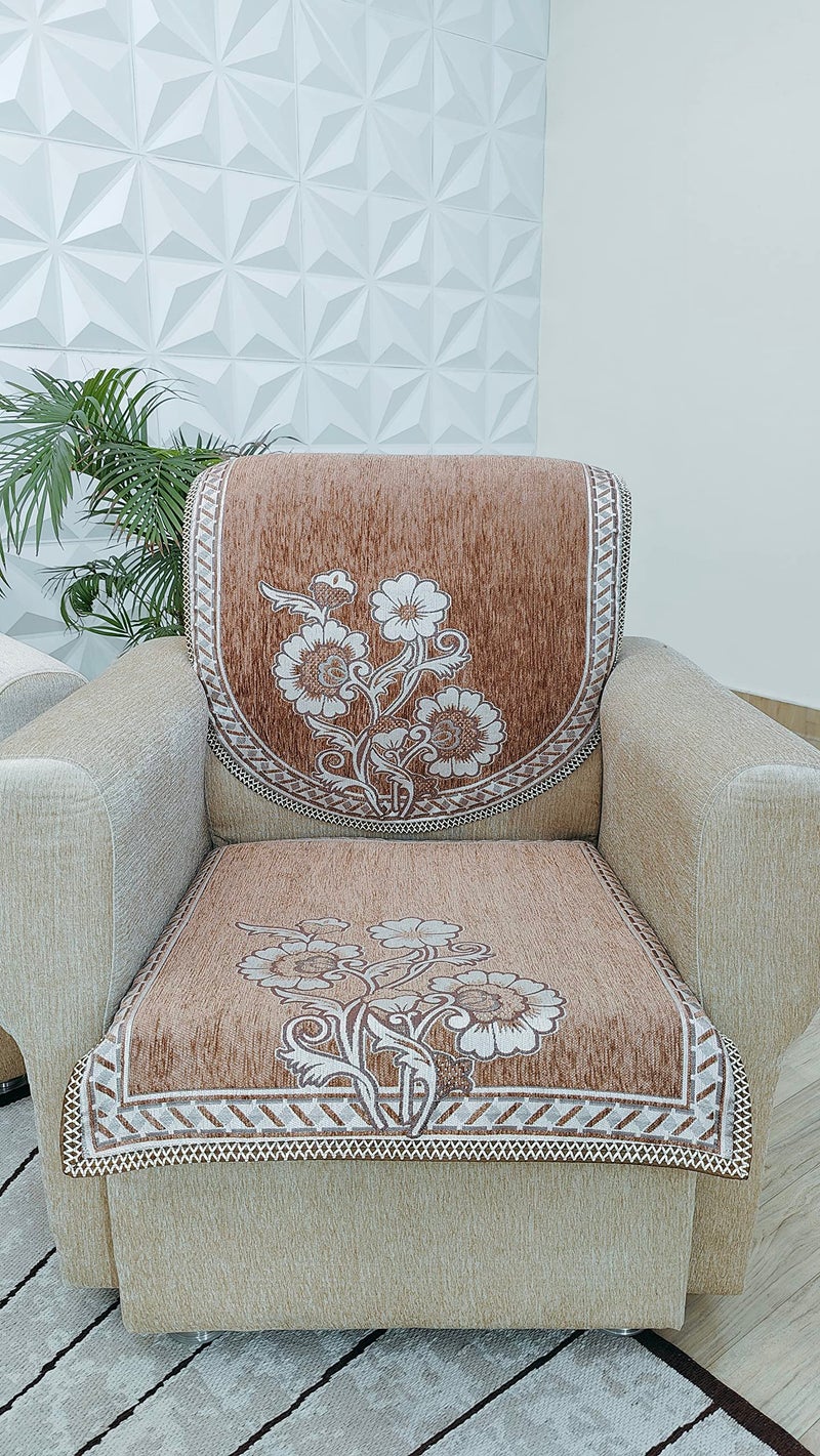KREEVA Velvet Chenille Sofa Cover | for 5 Seater (3+1+1) Sofa | (Florida Multicolor_5, 6 Piece Set) | Sofa Slipcovers - Image 2