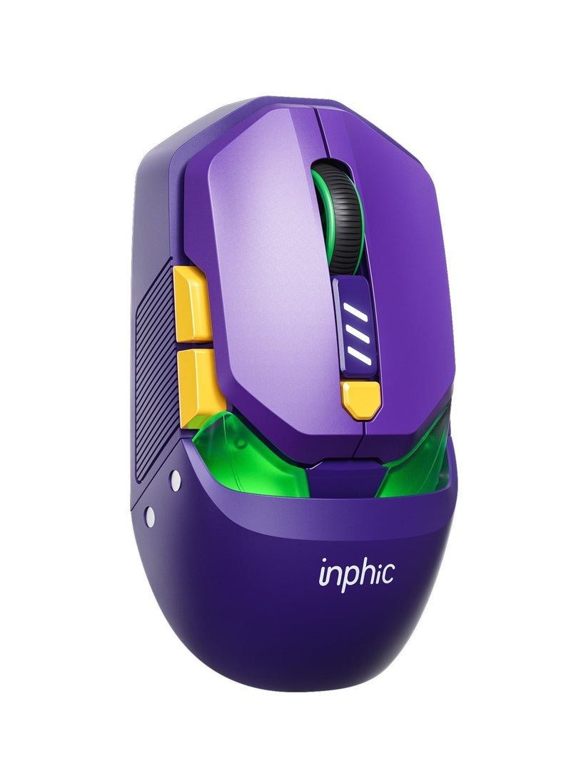 inphic ماوس لاسلكي ثلاثي الوضعيات X2 بتقنية بلوتوث، شحن صامت، مضيء، للأعمال، المنزل، المكتب، وألعاب الرياضات الإلكترونية - Image 2