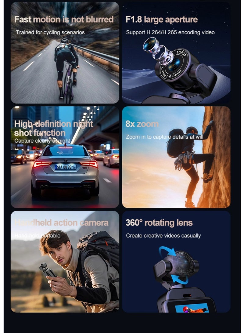 NexusTek 1080P Action Camera | 360° Rotating Lens | Anti-Shake HD Video Recording | Night Vision Low Light Shooting | WiFi APP Remote Control | Mini Portable Vlog Camera | Outdoor Cycling Recording Camera | Includes 32GB Memory Card - Image 4