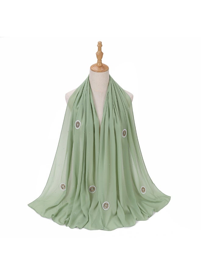 KUYING Pearl Chiffon Material New Diamond Scarf 