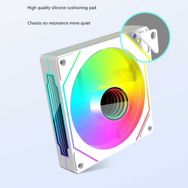 120mm Reverse White ARGB PWM PC Case Fan Quiet Cooling LED Stable Operation - Image 4
