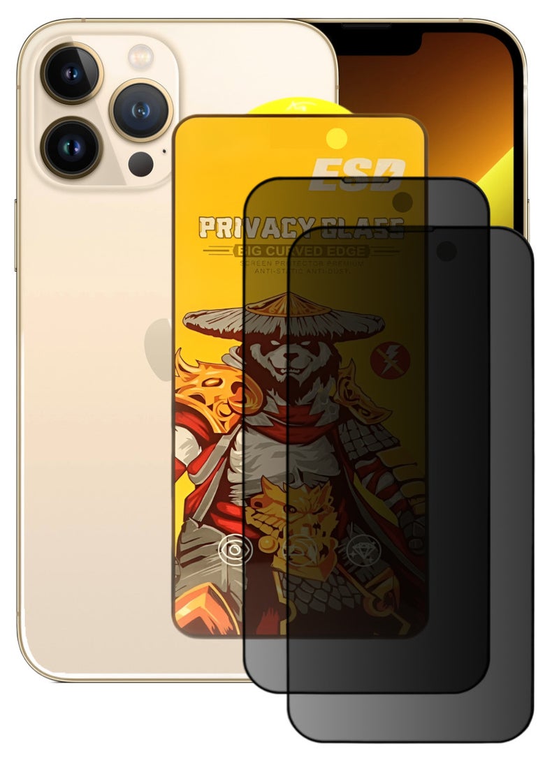 ESD 2 Pieces Tempered Dustproof Privacy Glass Screen Protector Compatible For iPhone 13 Pro - Image 1