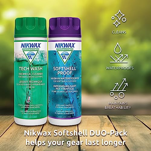 Nikwax Softshell Cleaning & Waterproofing DUO-Pack, Cleans and Restores DWR Water Repellency in Jackets, Pants, Vests, Outerwear, Ski and Snow Gear - Image 4