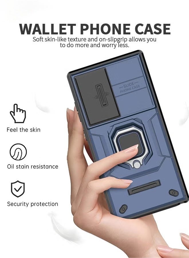 HY For Samsung Galaxy S24 Ultra 6.8 Inch Case with Build in Kickstand and Slide Camera Protective Cover, 360° Rotating Ring Kickstand Protective Case for Galaxy S24 Ultra 6.8 Inch Case  - Image 2