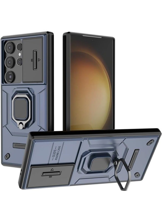 HY For Samsung Galaxy S24 Ultra 6.8 Inch Case with Build in Kickstand and Slide Camera Protective Cover, 360° Rotating Ring Kickstand Protective Case for Galaxy S24 Ultra 6.8 Inch Case  - Image 1
