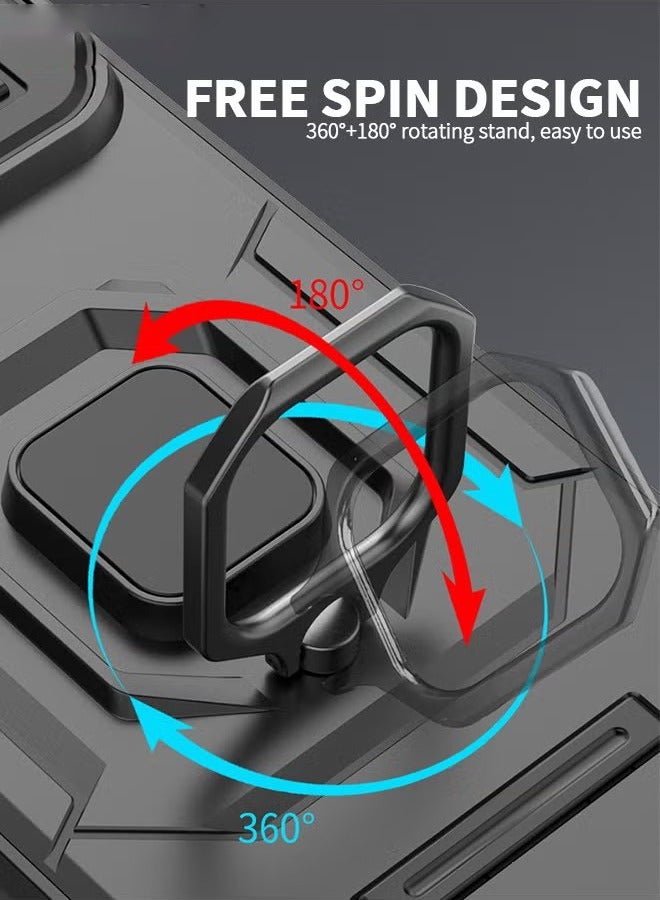 HY For Samsung Galaxy S24 Ultra 6.8 Inch Case with Build in Kickstand and Slide Camera Protective Cover, 360° Rotating Ring Kickstand Protective Case for Galaxy S24 Ultra 6.8 Inch Case  - Image 4