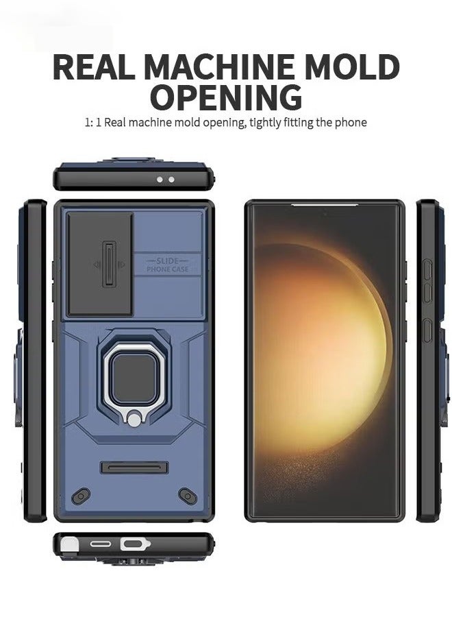 HY For Samsung Galaxy S24 Ultra 6.8 Inch Case with Build in Kickstand and Slide Camera Protective Cover, 360° Rotating Ring Kickstand Protective Case for Galaxy S24 Ultra 6.8 Inch Case  - Image 5