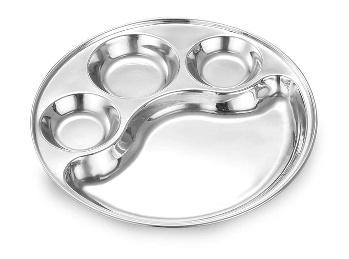 STAINLESS STEEL ROUND DINNER PLATES SET OF 3