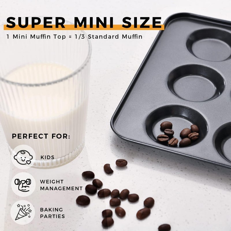 HONGBAKE Mini Muffin Top Pan for Baking, Premium 12 Cavity Small Whoopie Pie Pan, Nonstick Yorkshire Pudding Pan for Pansuffin, Moon Pie, Cookies, Dishwasher Safe and Easy to Clean - Image 4
