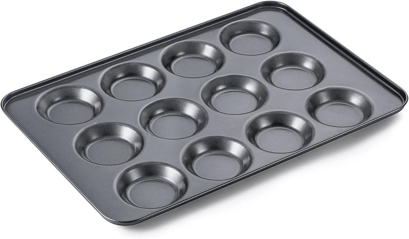 HONGBAKE Mini Muffin Top Pan for Baking, Premium 12 Cavity Small Whoopie Pie Pan, Nonstick Yorkshire Pudding Pan for Pansuffin, Moon Pie, Cookies, Dishwasher Safe and Easy to Clean - Image 1