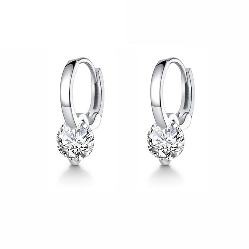 SLUYNZ Sterling Silver CZ Hoop Earrings for Women Teen Girls Minimalist CZ Hoop Earrings Huggie (A-SILVER) - Image 1