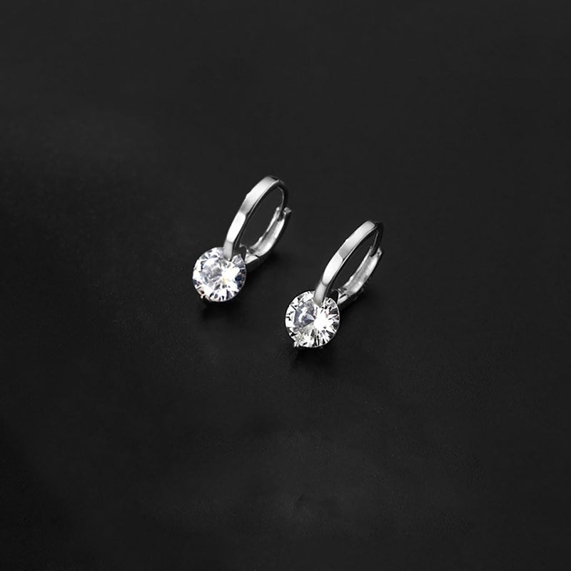 SLUYNZ Sterling Silver CZ Hoop Earrings for Women Teen Girls Minimalist CZ Hoop Earrings Huggie (A-SILVER) - Image 3