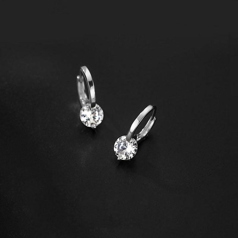 SLUYNZ Sterling Silver CZ Hoop Earrings for Women Teen Girls Minimalist CZ Hoop Earrings Huggie (A-SILVER) - Image 4
