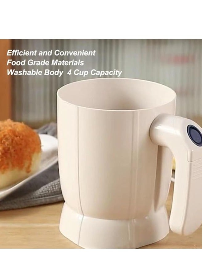 4-cup electric flour sifter, battery-powered, sifts finely and quickly at the touch of a button and delivers perfect baking results effortlessly. - Image 3