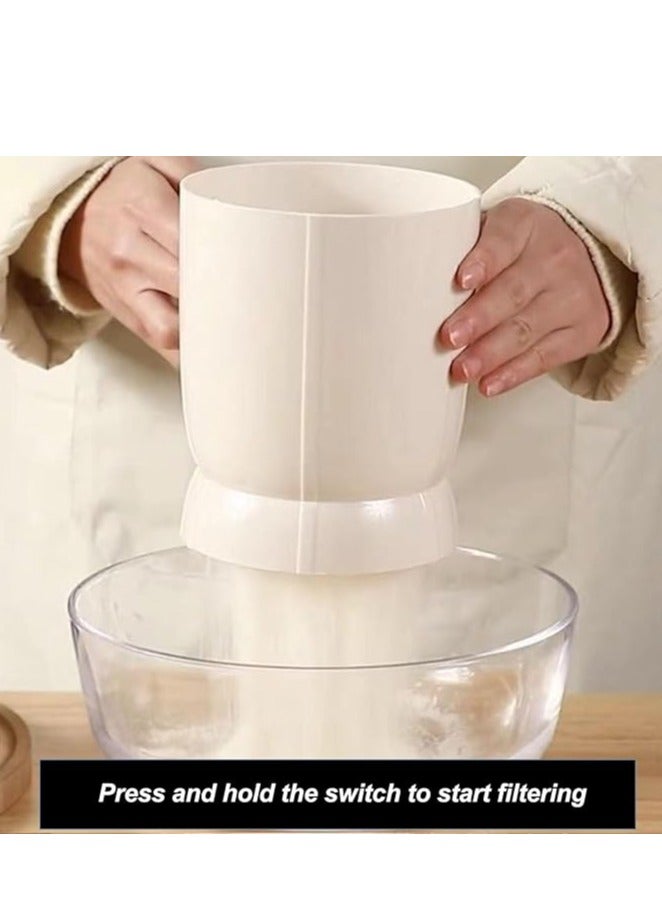 4-cup electric flour sifter, battery-powered, sifts finely and quickly at the touch of a button and delivers perfect baking results effortlessly. - Image 5