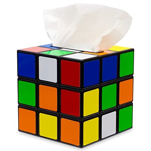 getDigital Plastic Magic Cube Tissue Box Cover, Holder for Square Tissue Boxes with Magnetic Lock, Multi Color - Image 1