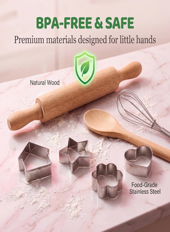 TFPOGOLD 11 PCS Kids Chef Hat and Apron Set, Toddler Cooking and Baking Set for Girls Boys, Pretend Play Kitchen Toys with Adjustable Apron & Cookie Cutters, Birthday Gifts for Ages 3-8 - Image 4