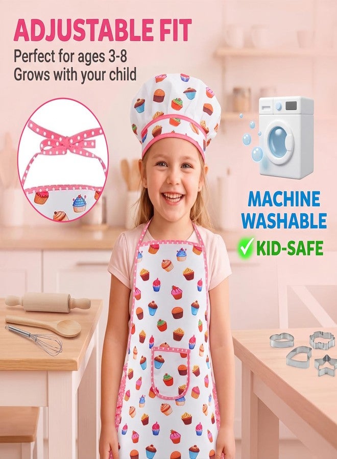TFPOGOLD 11 PCS Kids Chef Hat and Apron Set, Toddler Cooking and Baking Set for Girls Boys, Pretend Play Kitchen Toys with Adjustable Apron & Cookie Cutters, Birthday Gifts for Ages 3-8 - Image 3