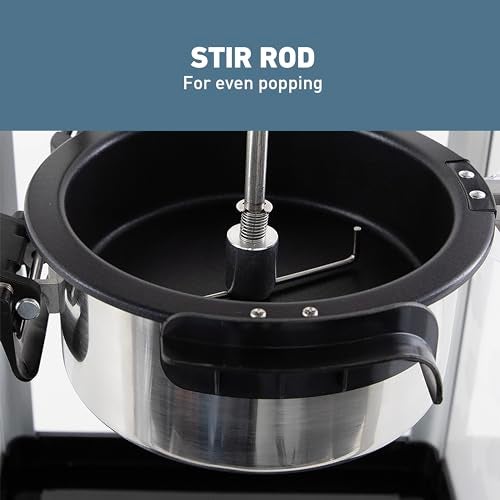 West Bend Stir Crazy Movie Theater Popcorn Popper, Gourmet Popcorn Maker Machine with Nonstick Popcorn Kettle and Popcorn Scoop for Popcorn Machine, 4 Qt., Black - Image 3
