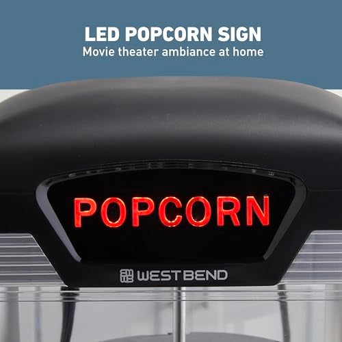 West Bend Stir Crazy Movie Theater Popcorn Popper, Gourmet Popcorn Maker Machine with Nonstick Popcorn Kettle and Popcorn Scoop for Popcorn Machine, 4 Qt., Black - Image 5