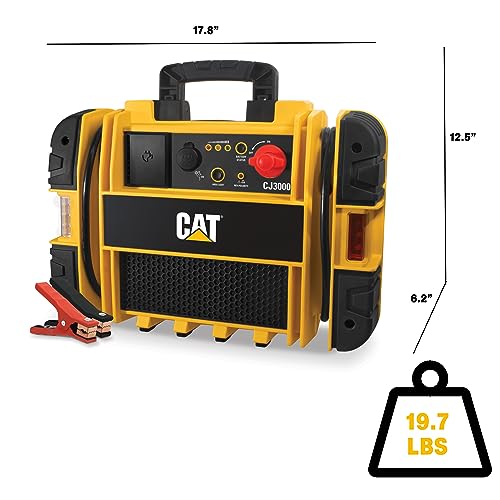 CAT CJ3000 جهاز بدء تشغيل احترافي 2000 أمبير ذروة معزز بطارية، مفتاح طاقة مدمج، مشابك بطارية، أصفر - Image 4