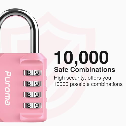 Puroma 2 Pack Combination Lock for Locker 4 Digit Outdoor Waterproof Padlock for School, Gym, Sports, Fence, Toolbox, Gate, Case, Outdoor, Hasp Storage, Cabinets (Rose Pink) - Image 2