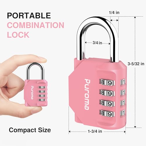 Puroma 2 Pack Combination Lock for Locker 4 Digit Outdoor Waterproof Padlock for School, Gym, Sports, Fence, Toolbox, Gate, Case, Outdoor, Hasp Storage, Cabinets (Rose Pink) - Image 5