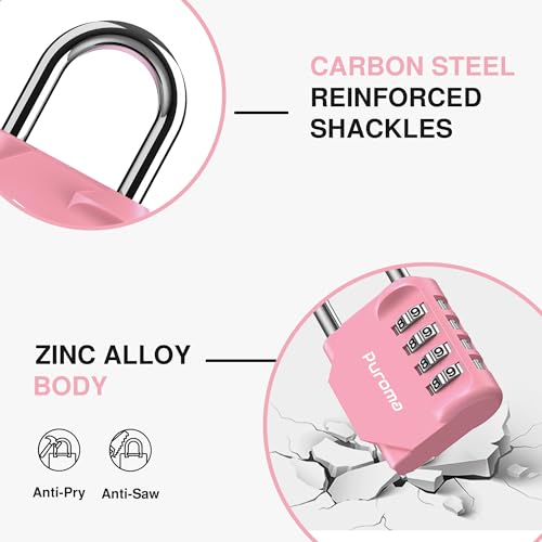 Puroma 2 Pack Combination Lock for Locker 4 Digit Outdoor Waterproof Padlock for School, Gym, Sports, Fence, Toolbox, Gate, Case, Outdoor, Hasp Storage, Cabinets (Rose Pink) - Image 4