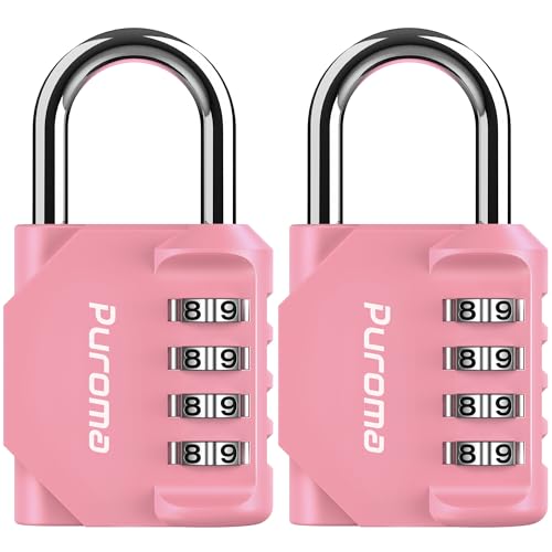 Puroma 2 Pack Combination Lock for Locker 4 Digit Outdoor Waterproof Padlock for School, Gym, Sports, Fence, Toolbox, Gate, Case, Outdoor, Hasp Storage, Cabinets (Rose Pink) - Image 1