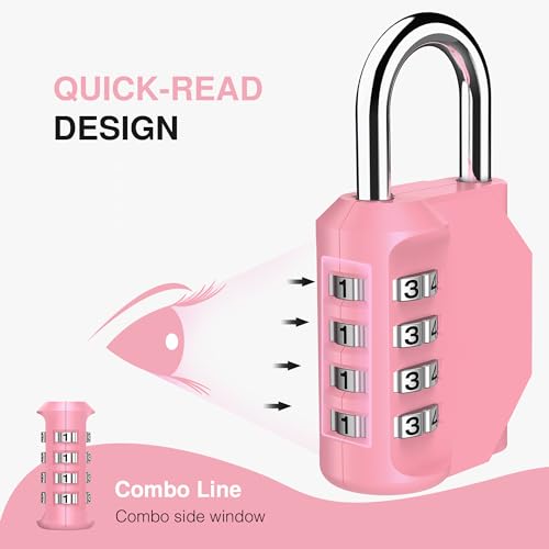 Puroma 2 Pack Combination Lock for Locker 4 Digit Outdoor Waterproof Padlock for School, Gym, Sports, Fence, Toolbox, Gate, Case, Outdoor, Hasp Storage, Cabinets (Rose Pink) - Image 3