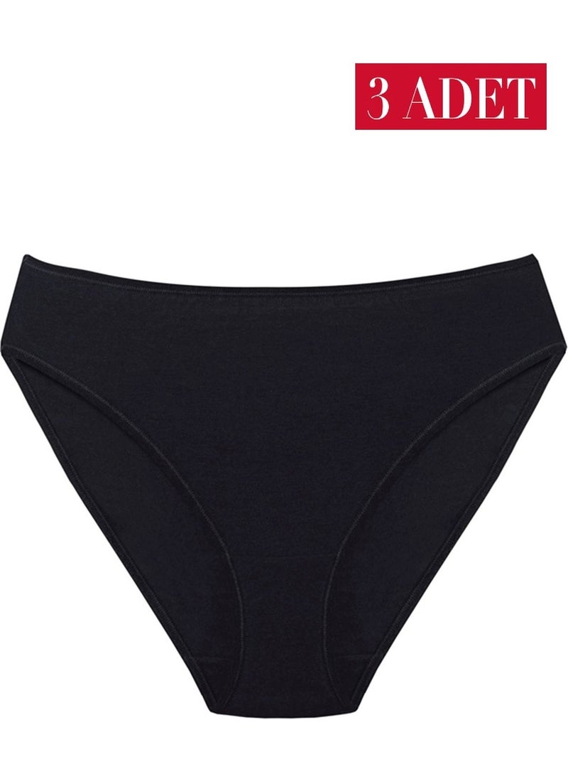 Magic Form 433 Women's Black Combed Fabric High Waist 3-Pack Normal Panties 